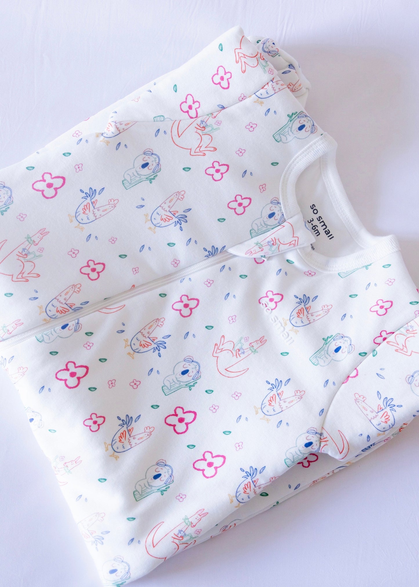 طقم قطعة واحدة شتوي مبطن بسحاب من القطن العضوي الفاخر- تصميم كوالا وكانجارو