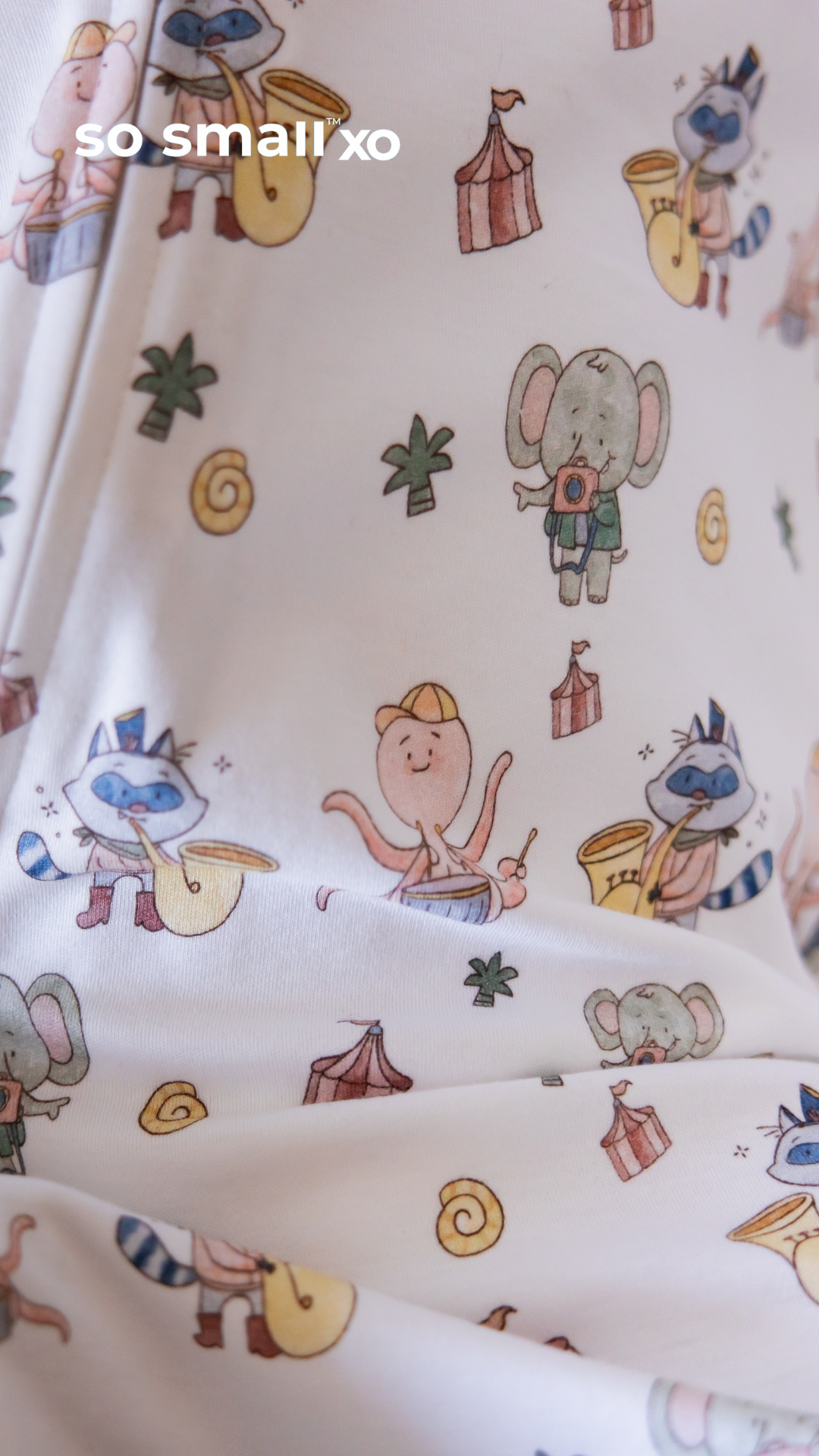 سالوبت so small xo بسوستة من القطن المصري الفاخر- تصميم فيل وراكون