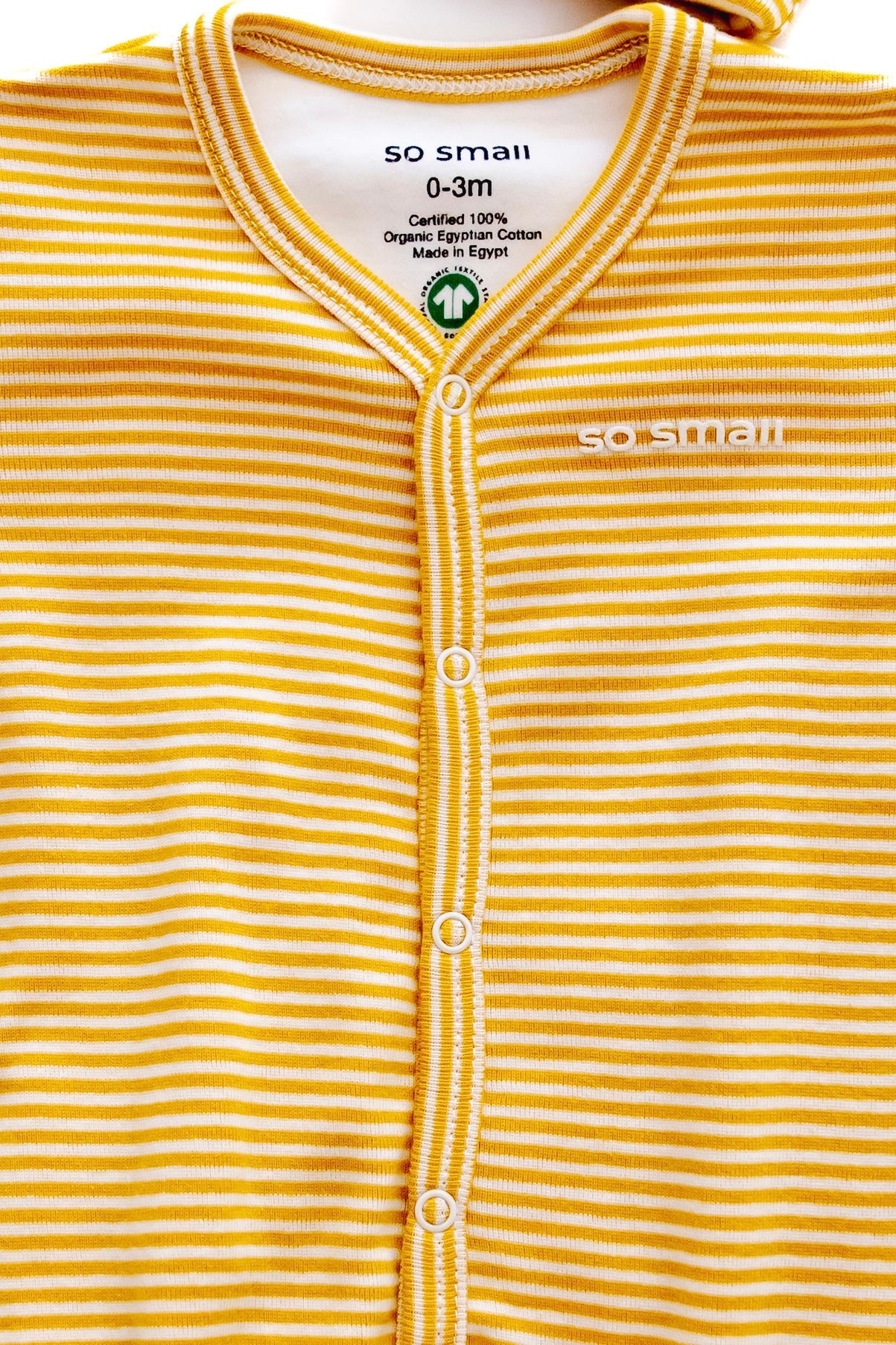 Organic Striped Middle Snap Footie-Banana Yellow