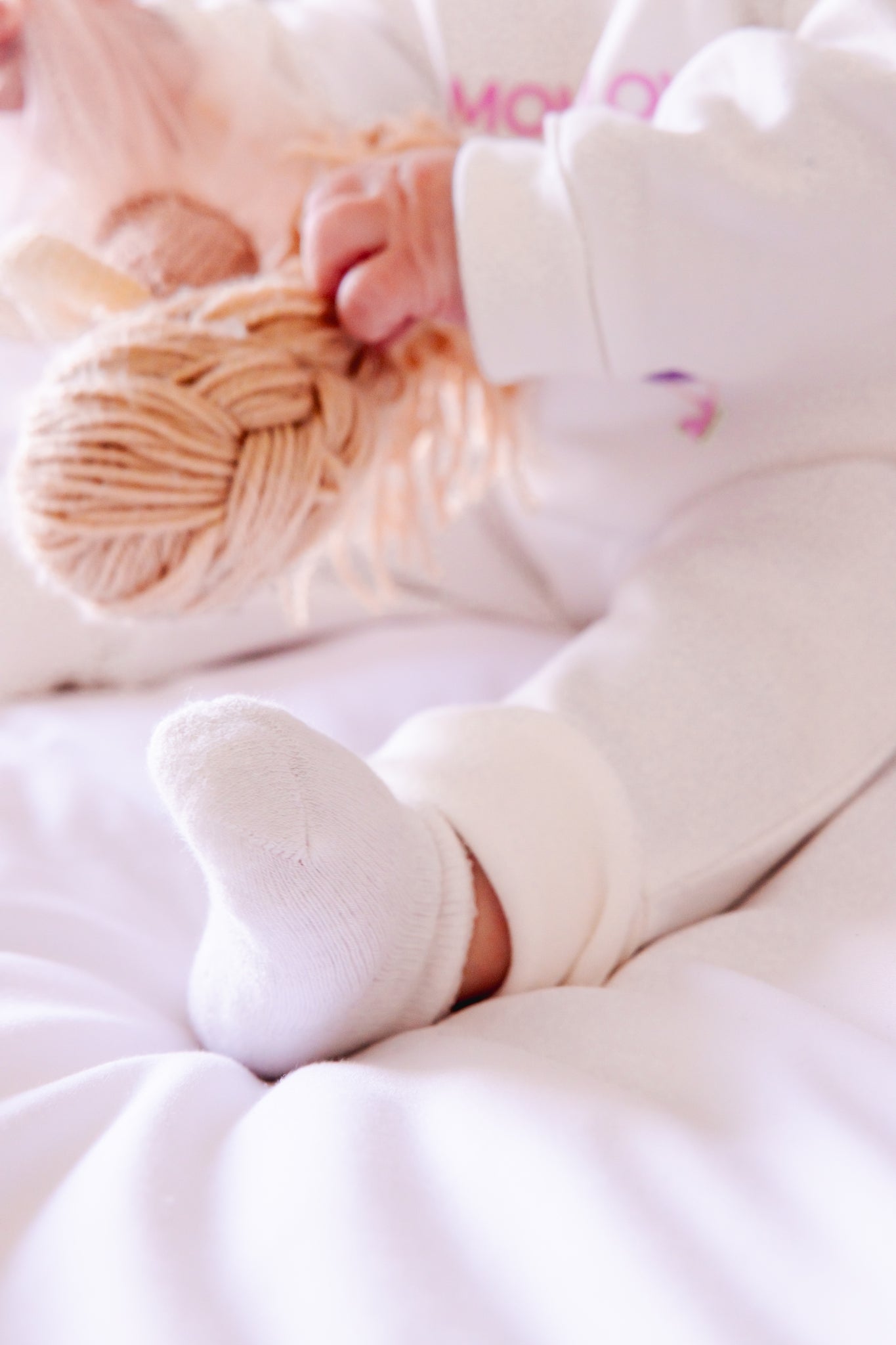 Organic Knitted Baby Socks- Pack of 3 White Pairs