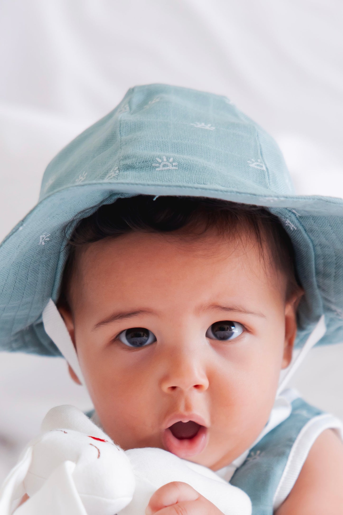 Organic Muslin Sun Hat- Teal Green