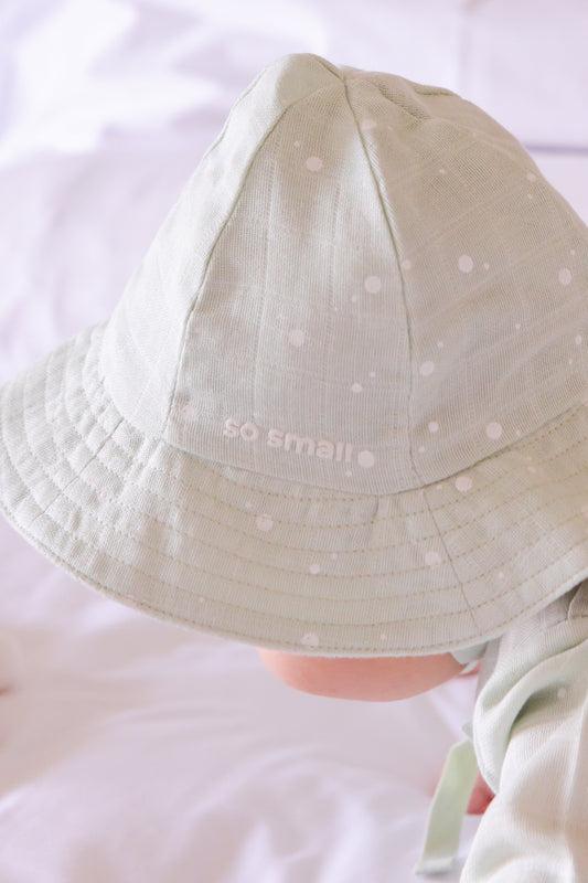 Organic Muslin Sun Hat- Mint & Milk