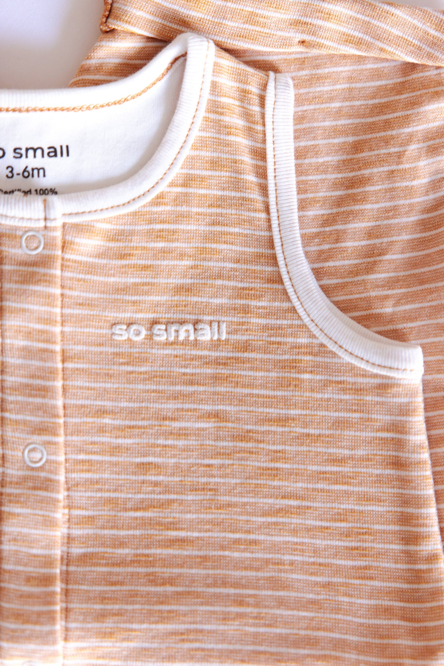 Organic Sleeveless Romper -Pumpkin Striped