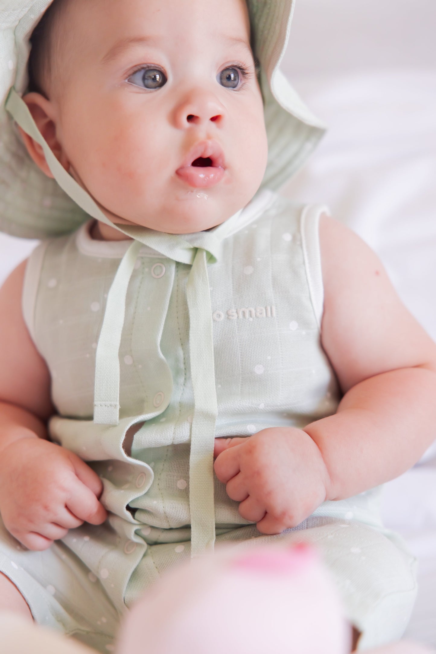 Organic Woven Muslin Sleeveless Romper - Mint & Milk