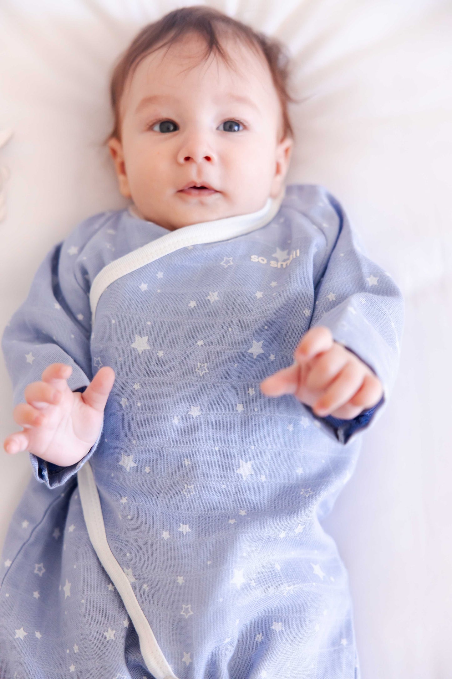 Organic Wrapover Muslin Kimono -Starry Blue