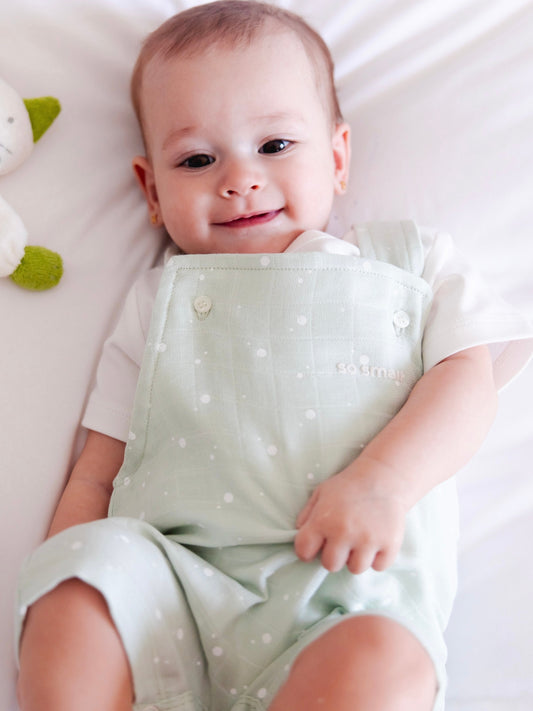 Organic Two-Piece Set (White Bodysuit+ Mint & Milk Muslin Jumpsuit)