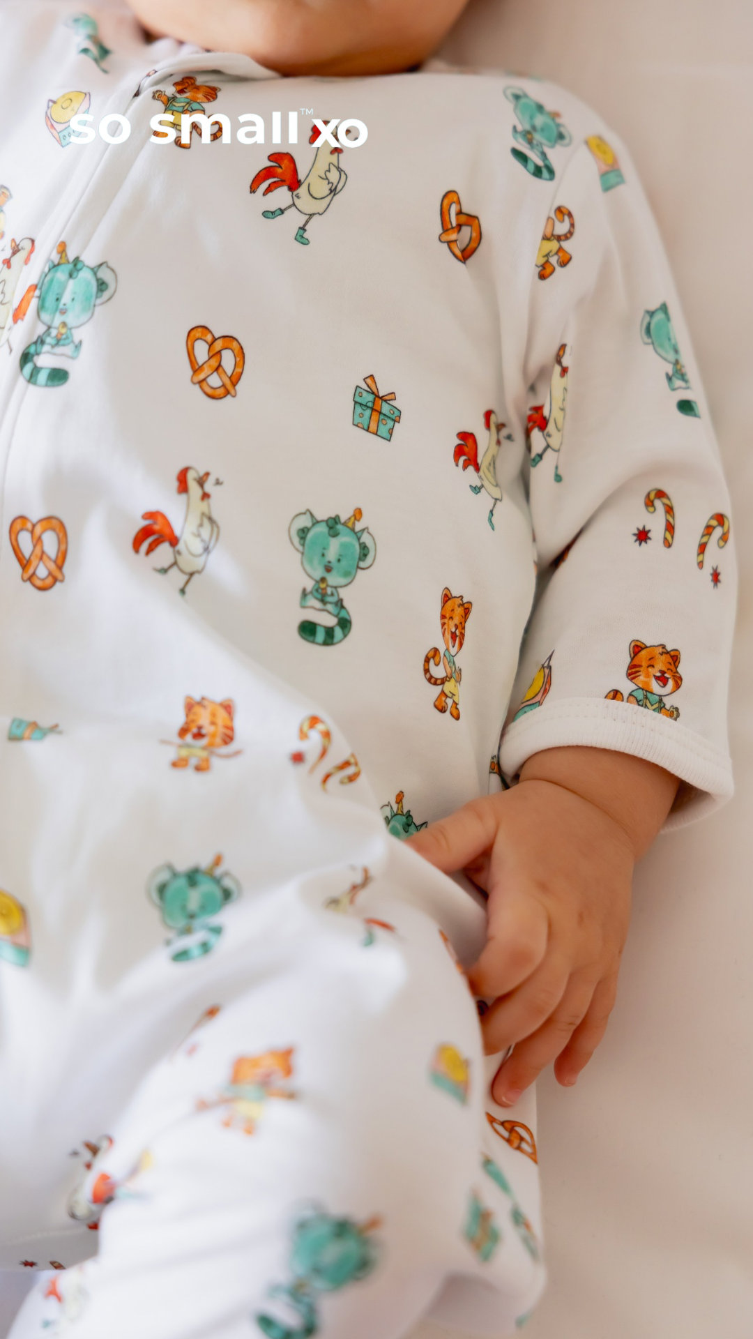 so small xo Zipper Footie- Birthday Party