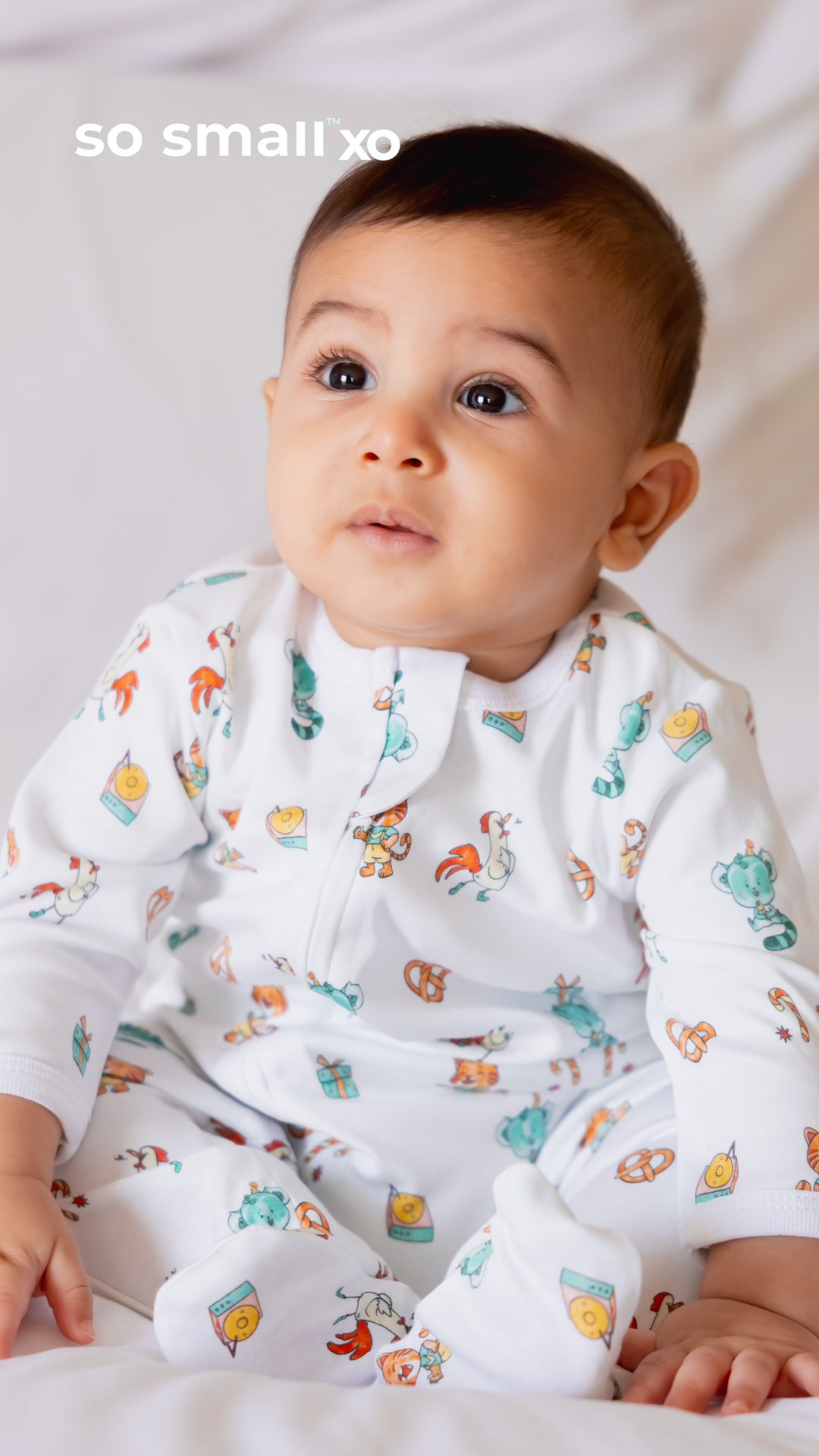 so small xo Zipper Footie- Birthday Party