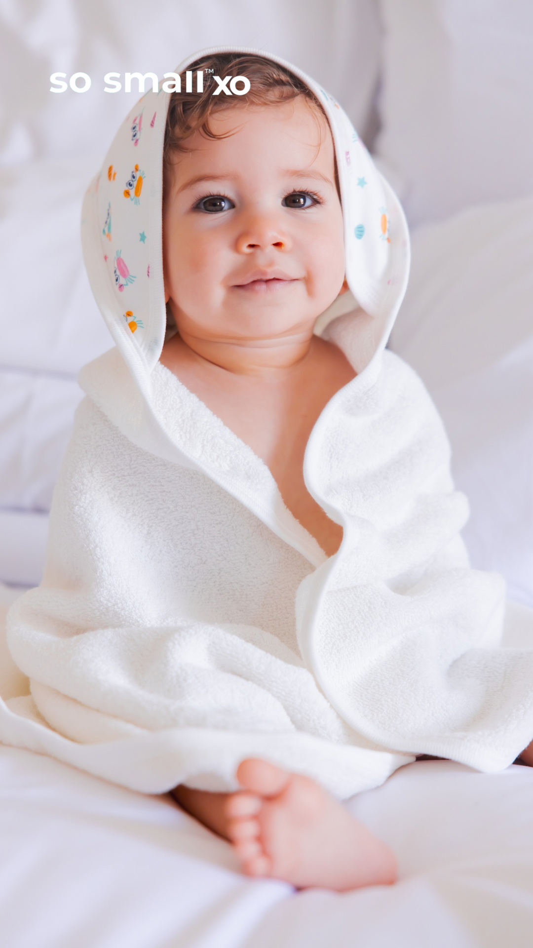 منشفة بغطاء رأس so small xo من القطن المصري الفاخر-  تصميم أصدقاء البحر