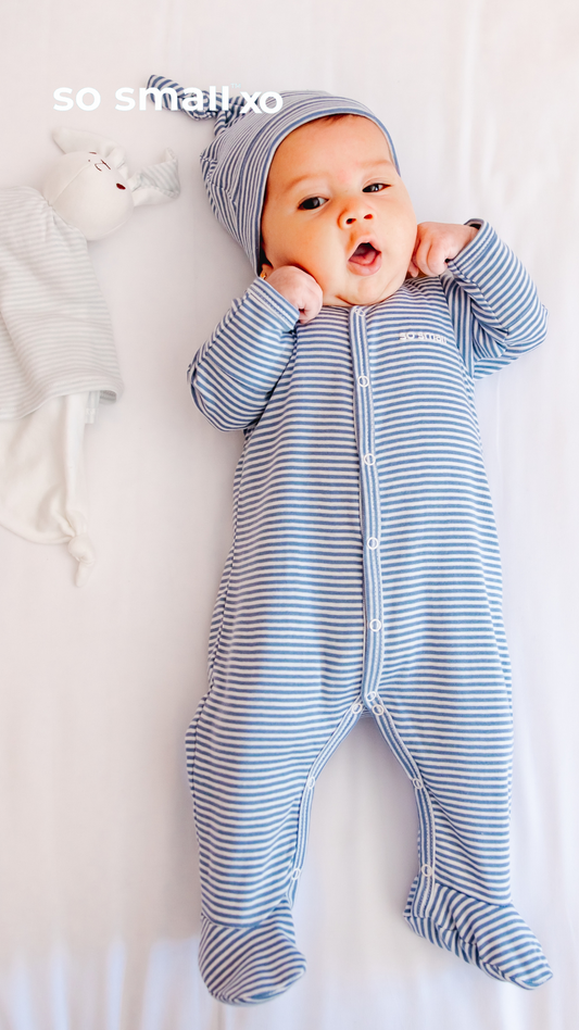 سالوبت so small xo بكباسين من القطن المصري الفاخر- مقلم أزرق (بدون الطاقية)