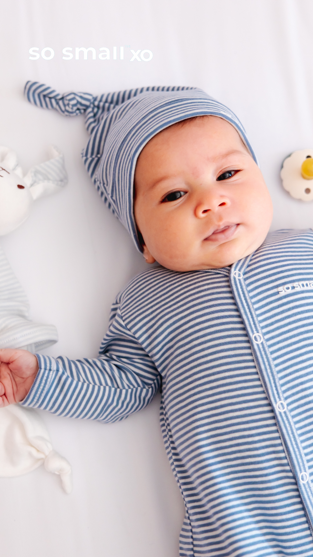 سالوبت so small xo بكباسين من القطن المصري الفاخر- مقلم أزرق (بدون الطاقية)