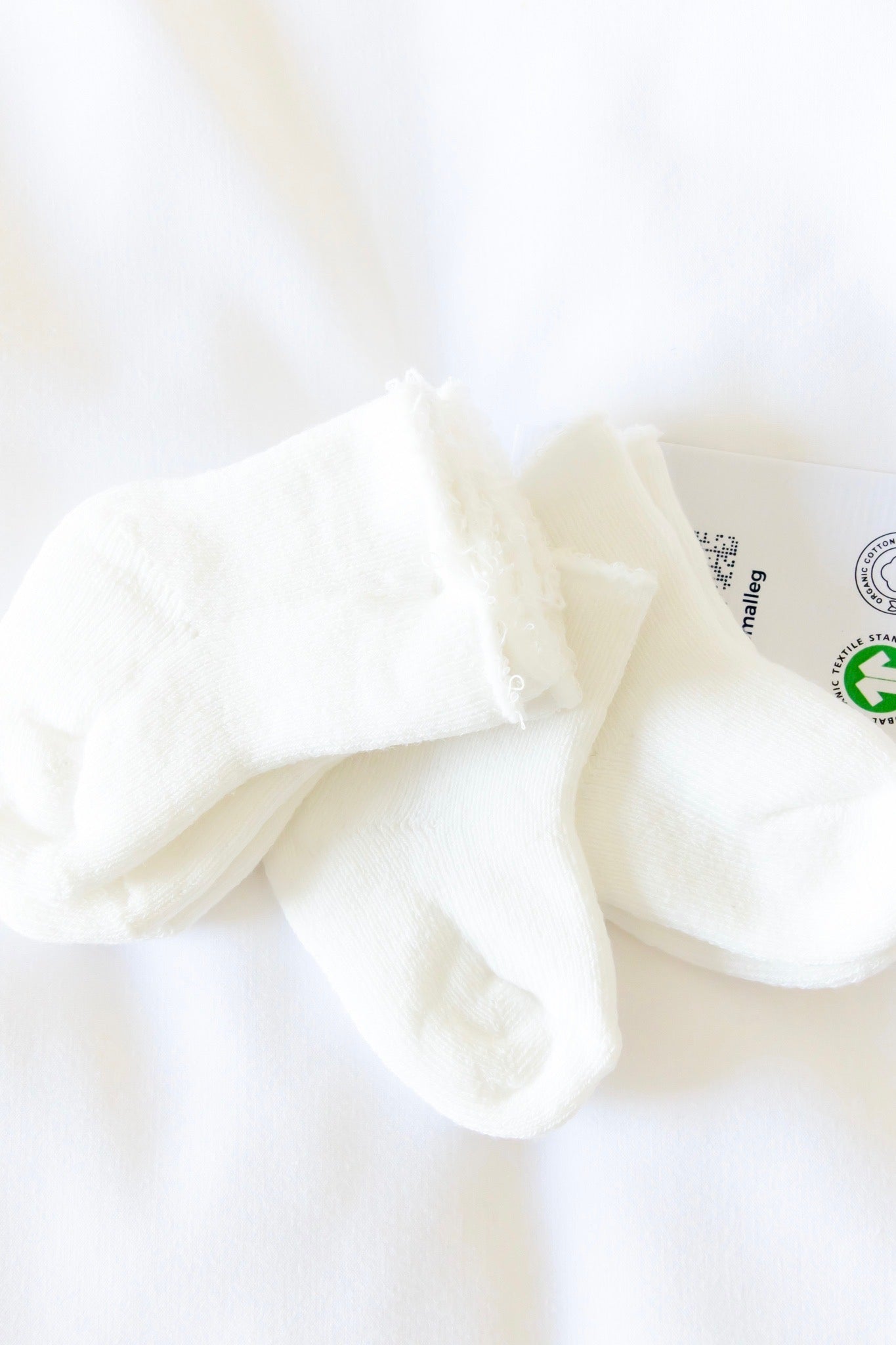 Organic Knitted Baby Socks- Pack of 3 White Pairs