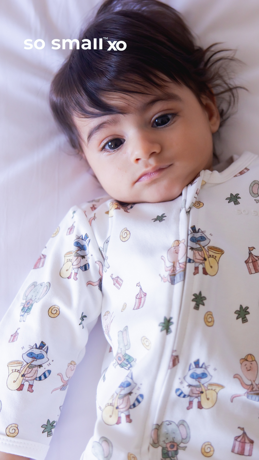 so small xo Zipper Footie- Play. Sway. Re-play