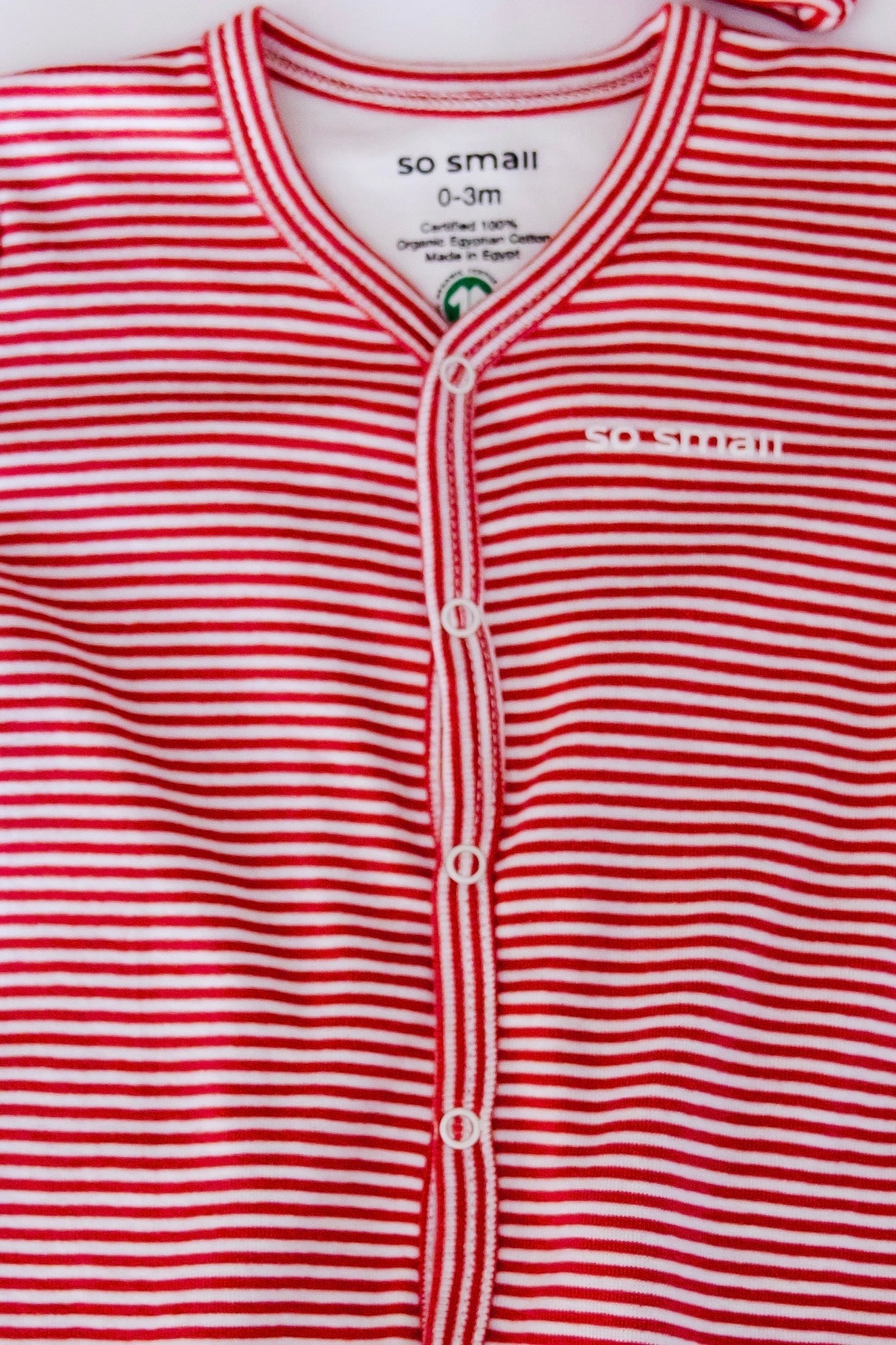 Organic Striped Middle Snap Footie-Red Melon