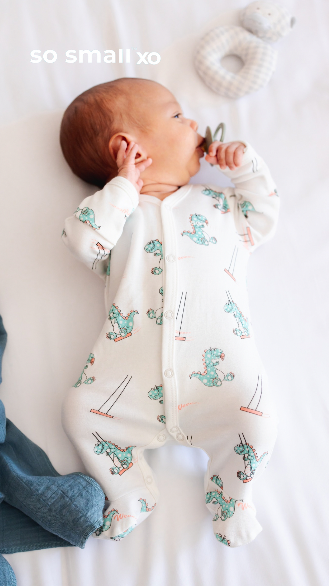 سالوبت so small xo بكباسين من القطن المصري الفاخر- تصميم ديناصور