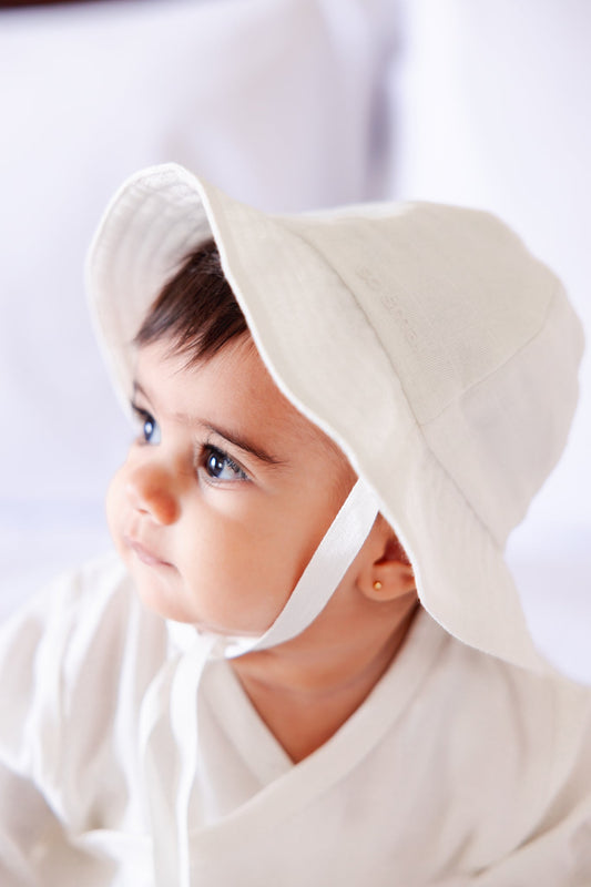 Organic Muslin Sun Hat- Marshmallow White