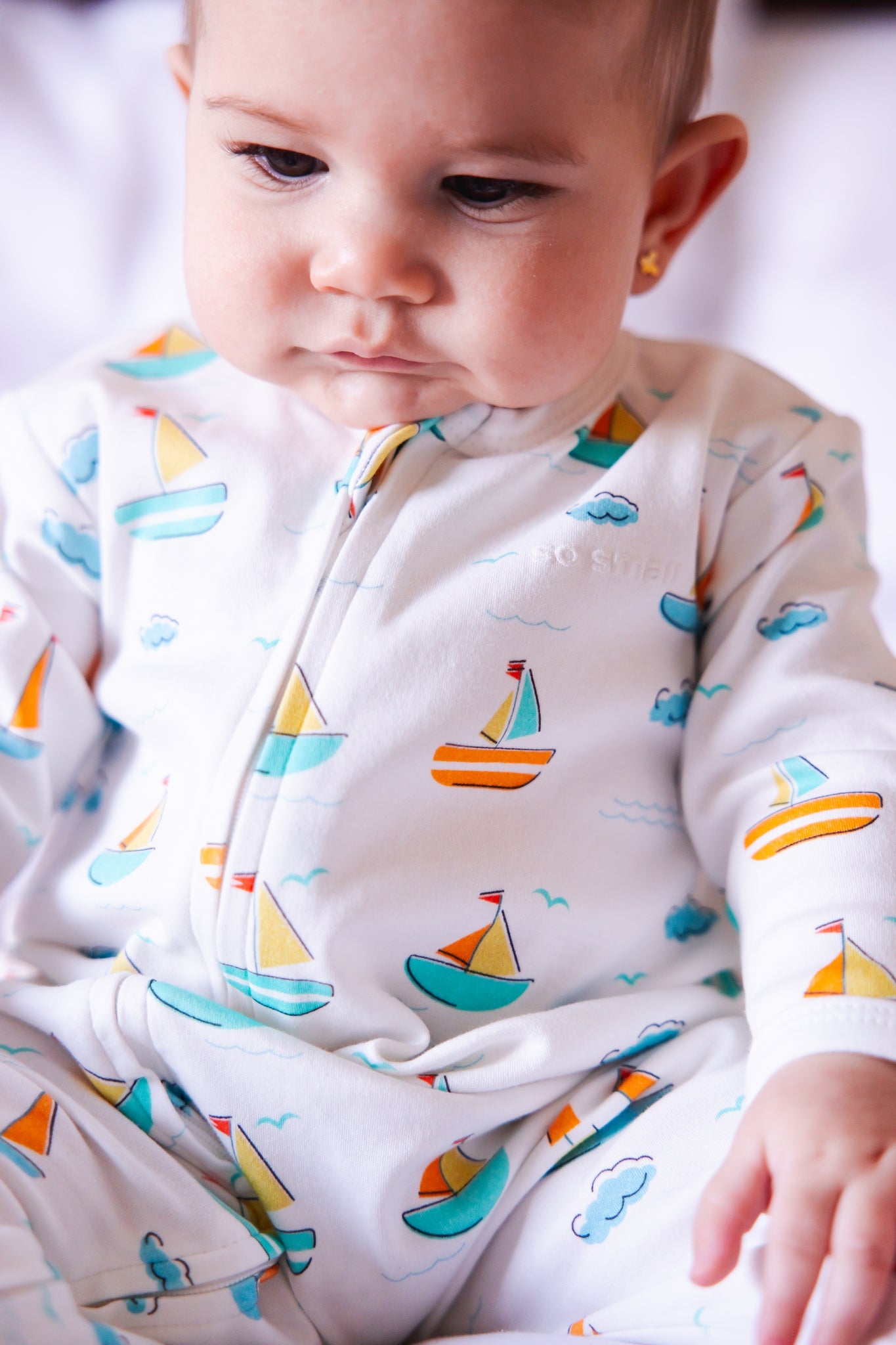 Organic Zipper Footie- Let's Sail Away Baby