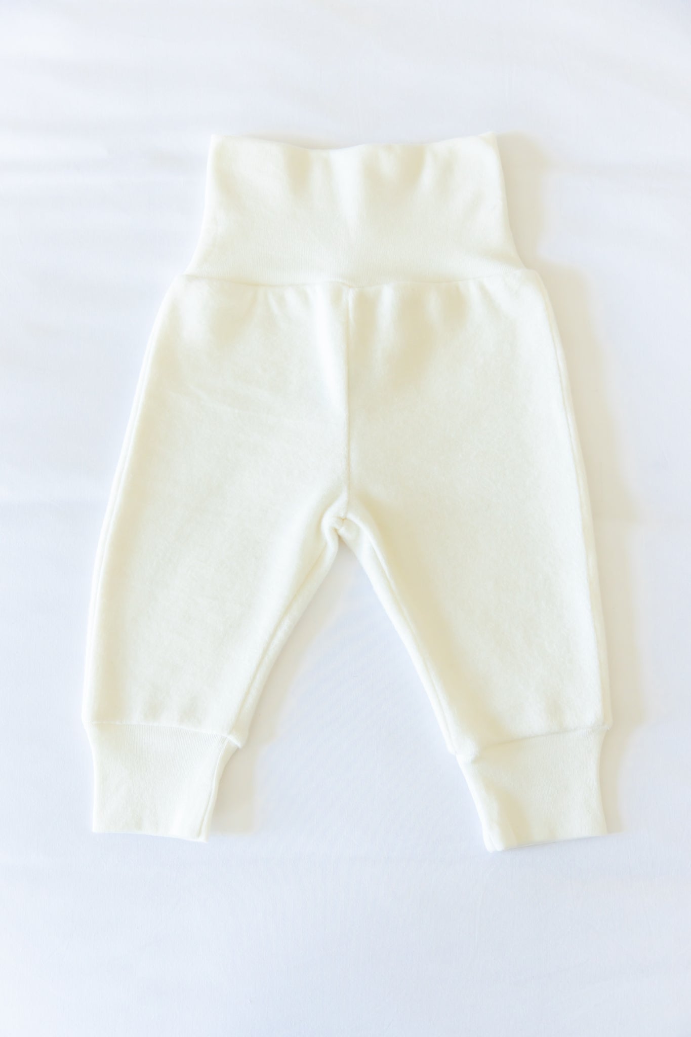 Organic Brsuhed Terry Winter Pants- Snow White